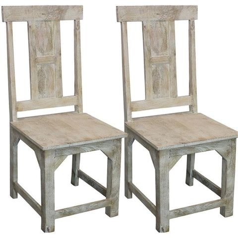 Moti Benedict 18" Farmhouse Solid Wood Dining Chair in White Wash (Set of 2)