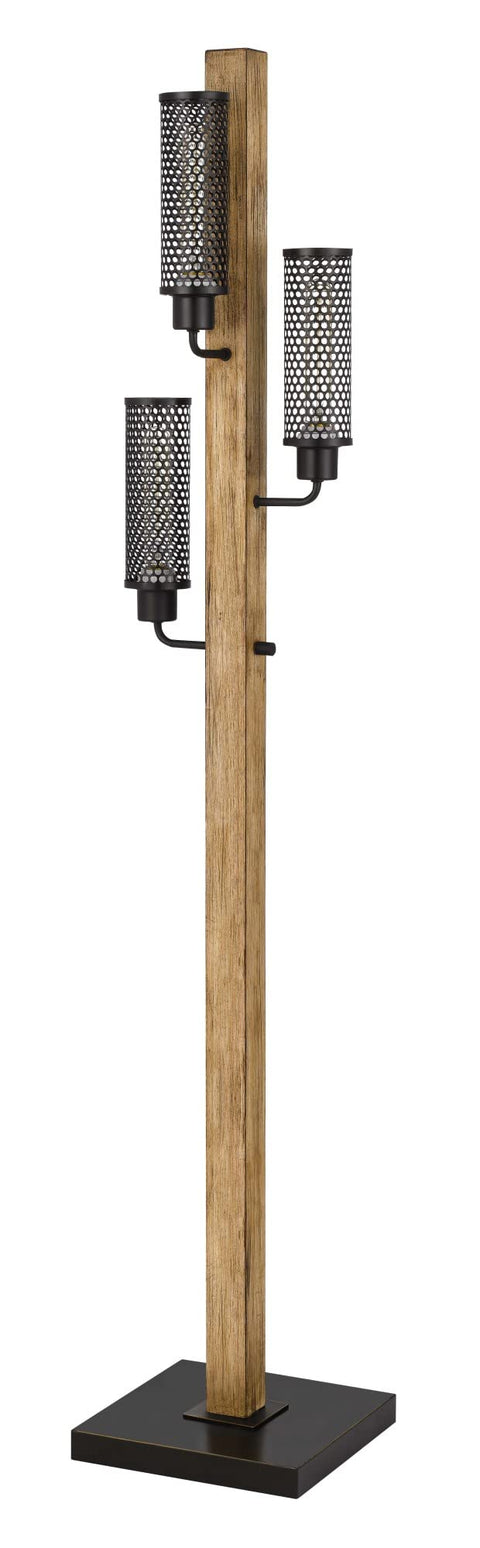 61" Height Lenox Light Oak Rubber Wood and Metal Floor Lamp