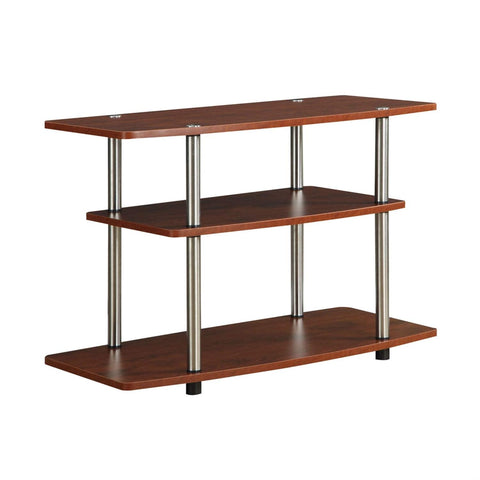 Fast Furnishings Modern Wood and Metal TV Stand in Cherry Brown Finish