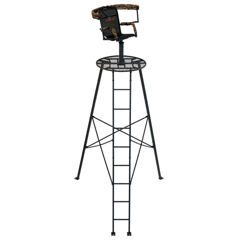Big Game Apex Tripod Stand, 1 Person Deer Hunting Climbing Ladder Stand with Rotating Seat and Shooting Rail, 12.5'