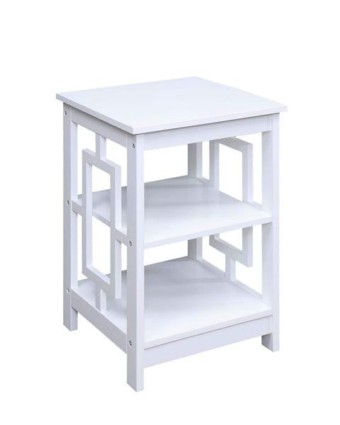 Convenience Concepts Town Square End Table with Shelves, White