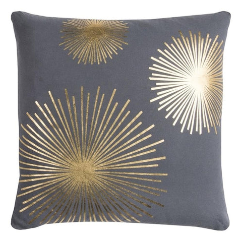 Rizzy Home Rachel Kate Starburst 20" Poly Pillow with Cotton Cover-Gray/Metallic Gold