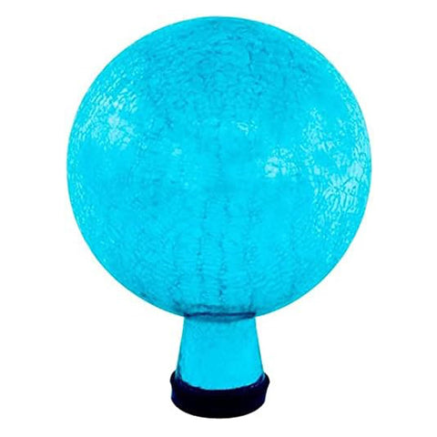 Oakestry Crackle Attractive Decorative Gazing Globe Hand-Blown Glass for Home Garden Lawn Outdoor Stylish Ball Home Decor and Yard Ornament, Teal 6-inch