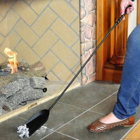 Oakestry Rope Handle Single Long Shovel Fireplace Tool Precise Cleaning Versatile Design Unique and Eye-catching Element, Precise Cleaning, Extra 36-in, Black