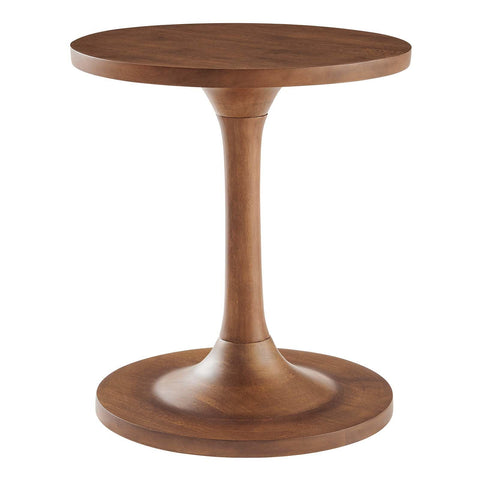 Modway EEI-6573-WAL Lina Round Mango Wood Side Table, Walnut