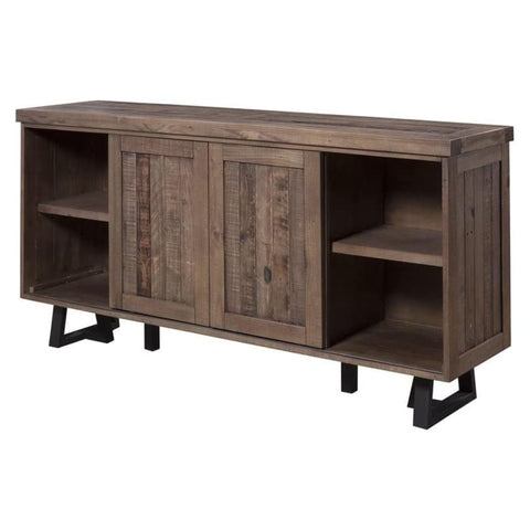 Oakestry Prairie Sideboard Buffet with Wine Rack Reclaimed Natural Wood Black Finish Storage Cabinet with Drawers and Shelves Farmhouse Dining Room Console Bar Organizer Modern Rustic Home Furniture