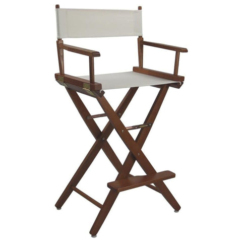 Oakestry Premium Extra Wide 30 Inch Directors Chair Mission Oak Bar Height Wooden Folding Frame Natural Canvas Seat Portable Lightweight Comfortable Seating Indoor Outdoor Durable Event Furniture