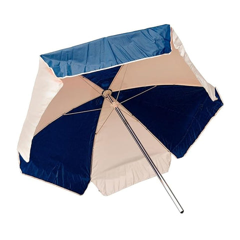 Kemp USA Multipurpose Umbrella - 7.5ft Outdoor Umbrella with 1 3/8” Diameter Aluminum Pole - with Push Button Tilting Device - Pool, Beach Shade & Patio Umbrella - Navy Blue/White