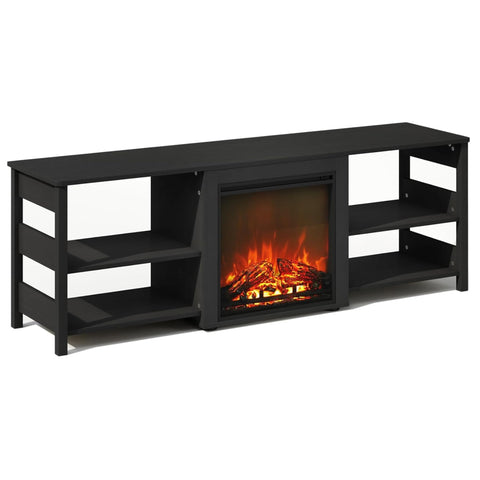 Oakestry Americano Decorative Fireplace Media Cabinet with Electric Flame Display Open Storage Living Room TV Console