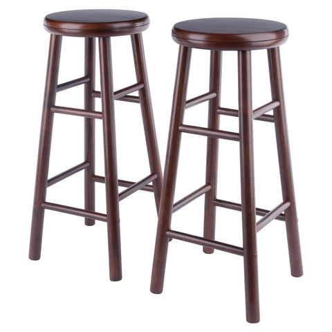 Winsome Shelby 2-Piece Swivel Bar Stools, 30 in, Walnut, Solid Wood