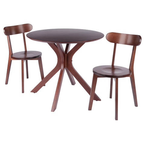 Winsome Lexa Dining Table with Splayed Legs, Walnut Finish with 2 Pauline Dining Chairs