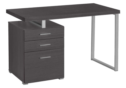Monarch Specialties Left or Right Facing 47-Inch Modern Home Office Computer Study Writing Desk with Filing Drawer, 48"L, Grey & Silver