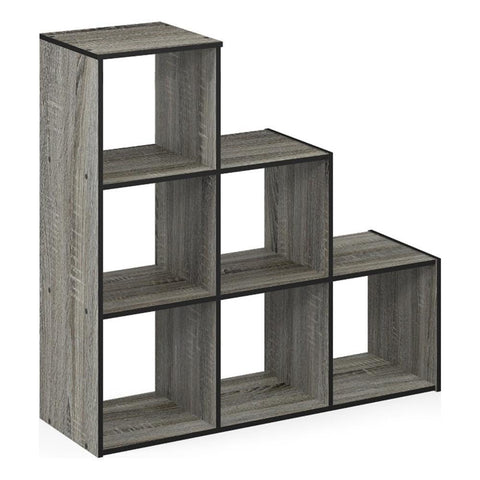 Furinno Pelli 3-2-1 Cubic Storage Cabinet, French Oak Grey/Black