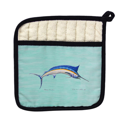 Betsy Drake PT015C Blue Marlin Teal Pot Holder