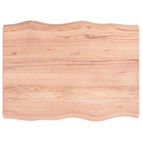 vidaXL Light Brown Solid Oak Wood Live Edge Table Top - Varnished, Handcrafted, and Versatile for Home or Commercial Use - 31.5"x 23.6"x(0.8"-2.4")