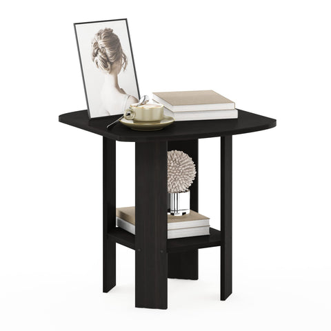 Furinno SIMPLE DESIGN Side Table, 2-Tier Modern End Table with Soft Edges, Open Shelves Night Stand, Bedside Table, for Living Room, Bedroom, Espresso