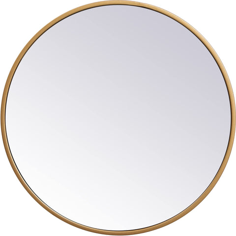 Elegant Decor Eternity Home Office Decorative Round Framed Wall Mirror, 18" L x 18" H - Brass