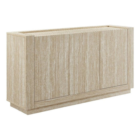 Modway Hollis Sideboard with Faux Travertine Finish - Large 59 Inch 3 Door Storage Buffet Cabinet with Adjustable Shelves for Living Room, Dining Room, Entryway, Hallway, Kitchen in Travertine