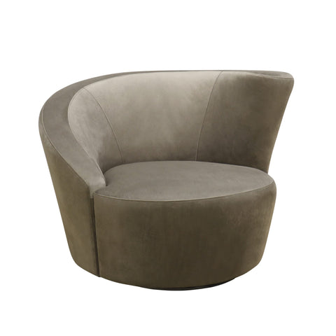 Pasargad Home Vicenza Premium Velvet Upholstered Swivel Chair, Mocha, Crescent Modern Single Club Sofa Chair, Backrest Armchair - for Living Room Bedroom, Luxury Room