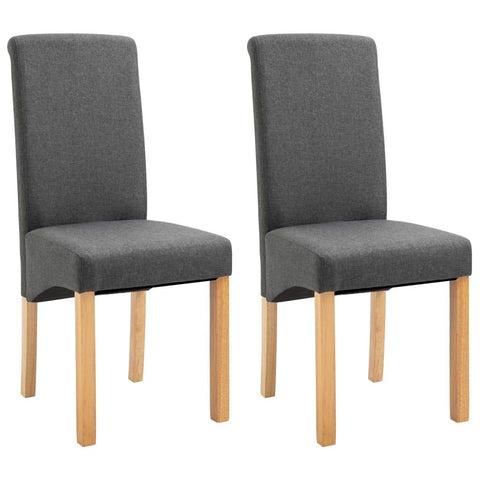 vidaXL Dining Chairs Set of 2 - Upholstered Side Chairs - Gray Fabric - Modern Wood Frame - Ideal for Dining and Living Rooms - 16.5" W x 21.5" D x 37.8" H