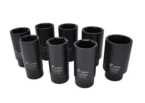 Astro Pneumatic Tool 78866 6 Point Axle Nut Socket Set 8 Pieces