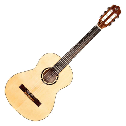 Ortega Guitars 6 String Family Series 3/4 Size Nylon Classical Guitar w/Bag, Right, Spruce Top-Natural-Gloss, (R121G-3/4)