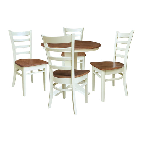 IC INTERNATIONAL CONCEPTS 36" Solid Wood Round Top Pedestal Dining Table with 4 Chairs - Multi-Color
