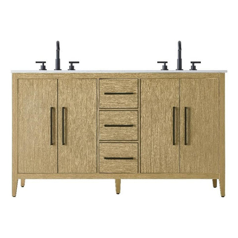 Elegant Kitchen and Bath 60" Double Bathroom Vanity in Honey Brown