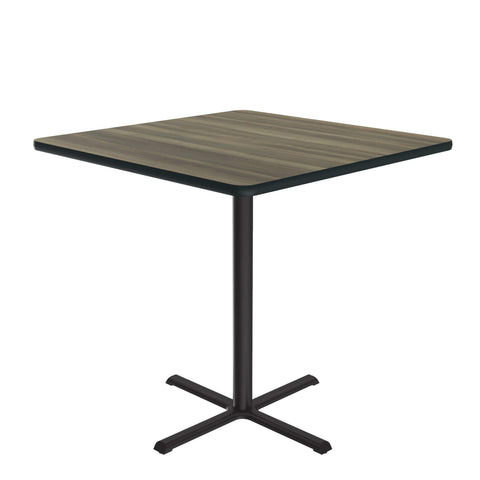 Correll 42" Square, 42" High Standing, Barstool Height Café & Break Room Bistro Table, Colonial Hickory HP Laminate Top, Cast Iron Base (BXB42S-53)
