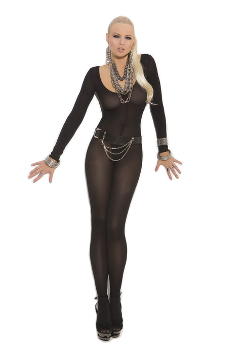 Elegant Moments SHEER LONG SLEEVE BODYSTO - O/S - BLACK