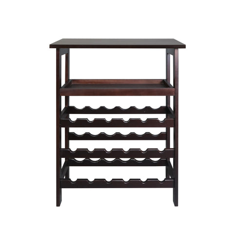 18-Bottle Freestanding Wine Rack with Solid Wood Tabletop and Tray
