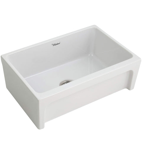 Whitehaus Collection WHQ5530-WHITE Glencove Kitchen, Fireclay, Front Apron Sink, Large, White