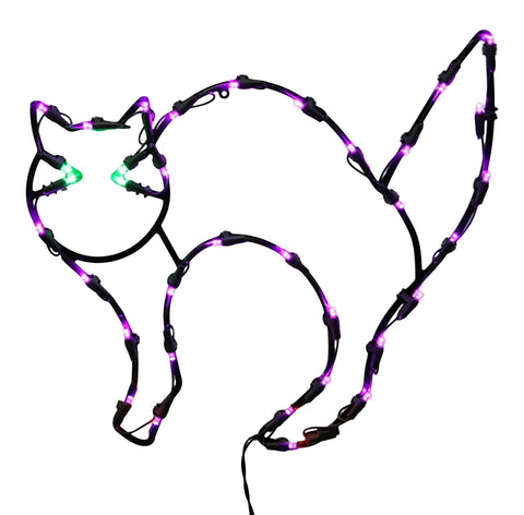 Vickerman 16" Cat Window Décor with 35 Multi-Colored LED Lights