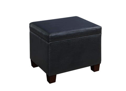Convenience Concepts Madison Storage Ottoman 21.75" - Modern Upholstered Footstool & Seat with Hinged Lid for Transitional Living Room, Bedroom, Hallway, & Entryway, Black Vegan Leather