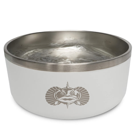 Toadfish Non-Tipping Dog Bowl - Double-Walled Stainless Steel Insulated - Smart-Grip Technology - Includes Cover - Pet Food & Water Dish - White