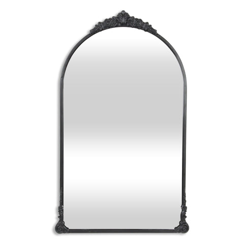 Cheungs Everlaine Arched Top Metal Mirror - Handcrafted Modern 34" Black Accent for Living Room