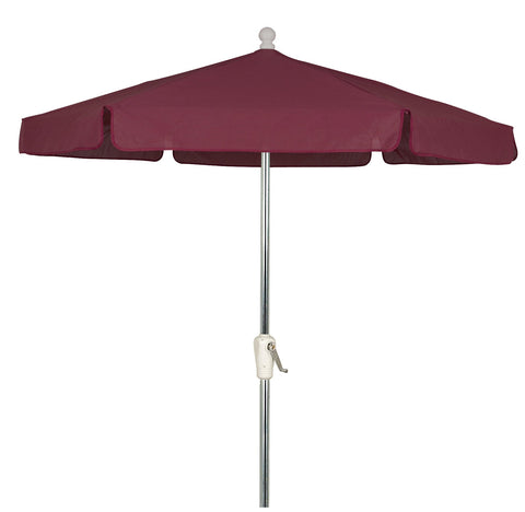 FiberBuilt Umbrellas Garden Umbrella with Push-Button Tilt, 7.5 Foot Burgundy Canopy and Bright Aluminum Pole
