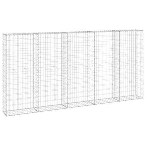 vidaXL Gabion Wall with Covers - Galvanized Steel Garden Sound Insulation/Privacy Protection, Silver Color, 118.1 x 11.8 x 59.1 Inches
