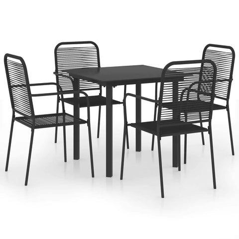 vidaXL Patio Dining Set 5 Piece Garden Dinner Dinette Table Chair Balcony Backyard Terrace Outdoor Home Decor Seating Furniture Black Glass and Steel