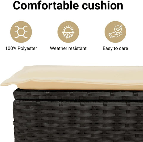 vidaXL Patio Sofa Set with Cushions 8 Piece, Outdoor Conversation Set with Storage, Patio Furniture Set, Modern Style, Black Poly Rattan