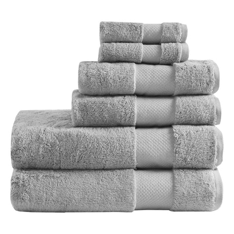 Oakestry Soft Linen 100% Pure Cotton 600GSM Absorbent Luxury Quick Dry Low Twist Yarn Construction Turkish Bath Towel Set for Bathroom with Dobby Border, Grey