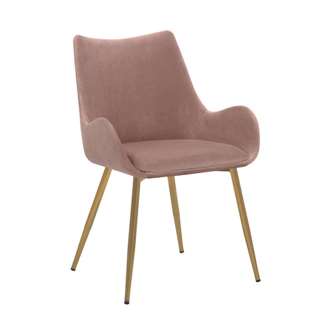 Armen Living Avery Pink Fabric Dining Room Chair with Gold Legs