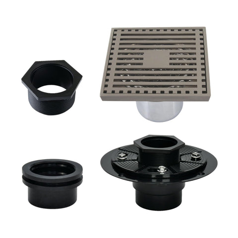 Kingston Brass BSFK4464BN Watercourse 4" Square Brass Shower Drain, Brushed Nickel