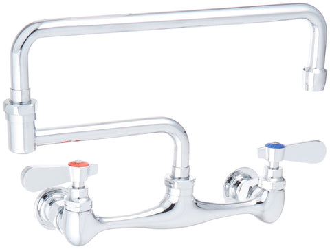 Whitehaus WHFS813-POCH Wall Mount 18-Inch Laundry Faucet with Double Jointed Retractable Swing Spout and Lever Handles, Polished Chrome