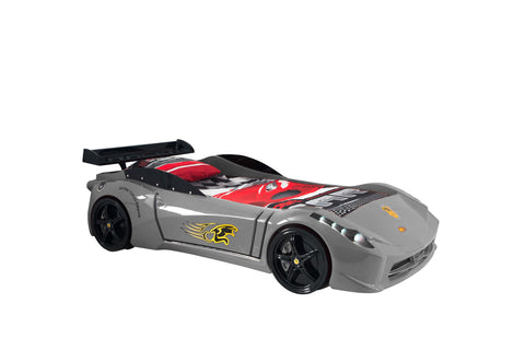 TT Twin Race Car Bed, Remote Control, LED Lights, Sound FX, Rear Seat