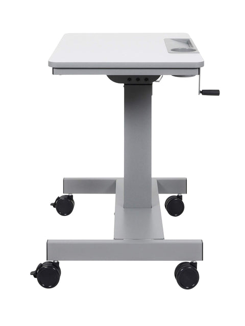 Offex Height Adjustable Student Sit Stand Desk with Crank Handle and Pencil, Water Bottle Holder - Light Gray/Medium Gray, Perfect for School, Classroom and Office