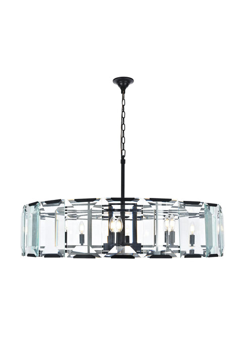 Elegant Lighting 1211D43FB Monaco Collection 10-Light Pendant Lamp, 43" Depth x 12" Height, Flat Black (Matte) Finish, Crystal