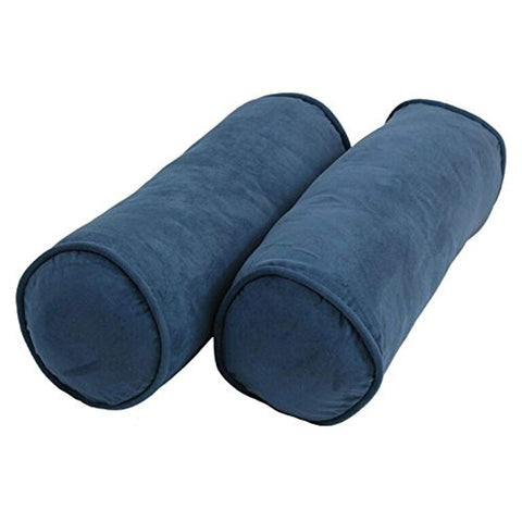 Blazing Needles Corded Microsuede Throw Pillows (Set of 2), 20" x 8", Indigo