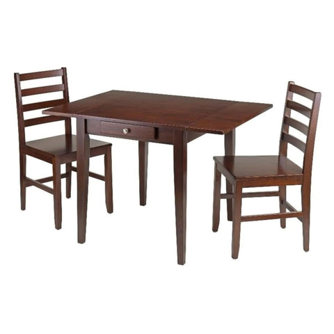 Oakestry Hamilton 3-Piece Drop Leaf Dining Set Space-Saving Table with Two Ladder Back Chairs, Solid Wood Construction, Expandable Kitchen & Dining Furniture for Small Homes and Apartments