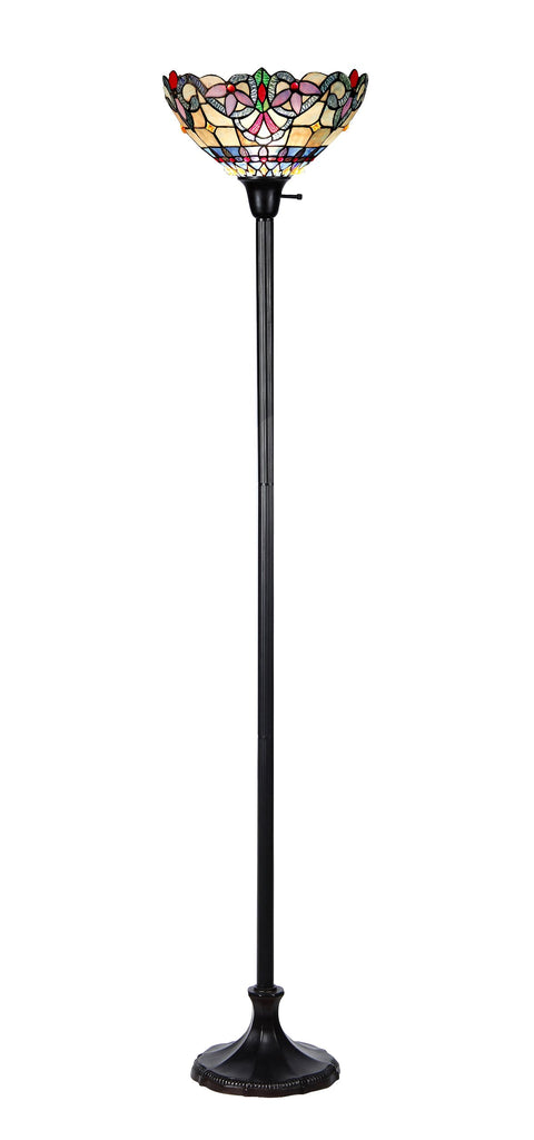 Chloe Lighting GRENVILLE Tiffany-Style 1 Light Victorian Torchiere Floor Lamp 14" Shade